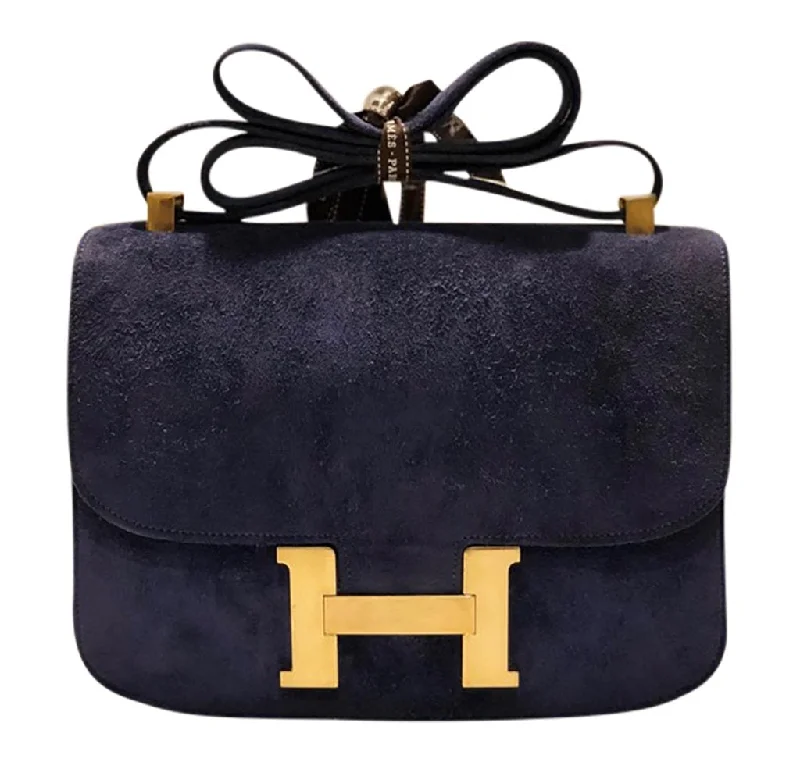 Hermès Constance 24 Vintage Navy Suede Bag GHW