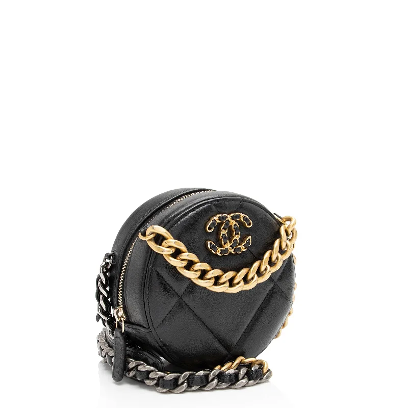 Chanel Lambskin 19 Round Clutch with Chain (KFnAV9)