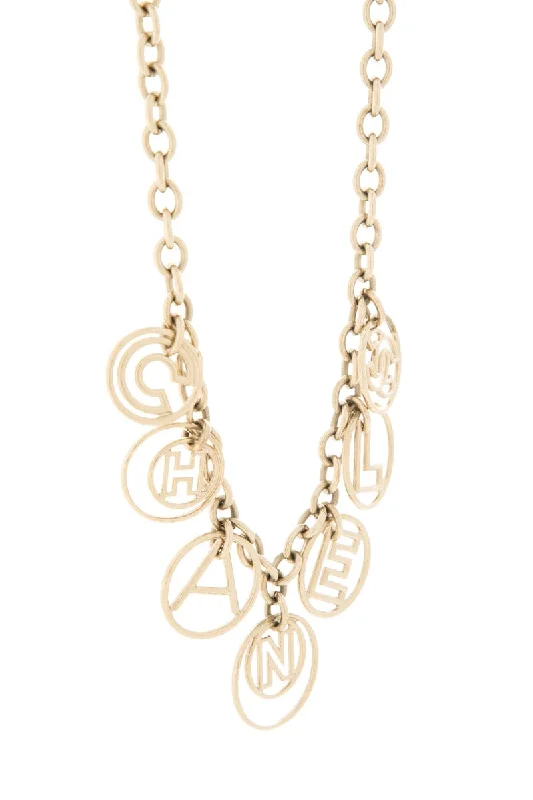 Chanel 2017 Cuba Logo Hoop Gold Necklace