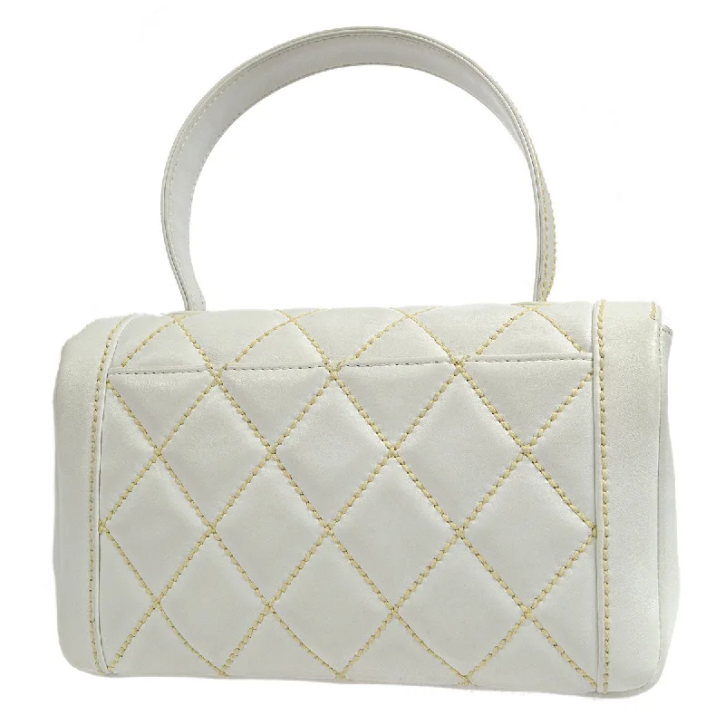 CHANEL 2004-2005 Wild Stitch Handbag Medium White Calfskin 47807