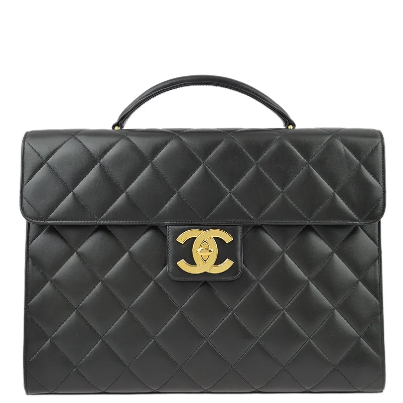 Chanel 1997-1999 Black Lambskin Briefcase