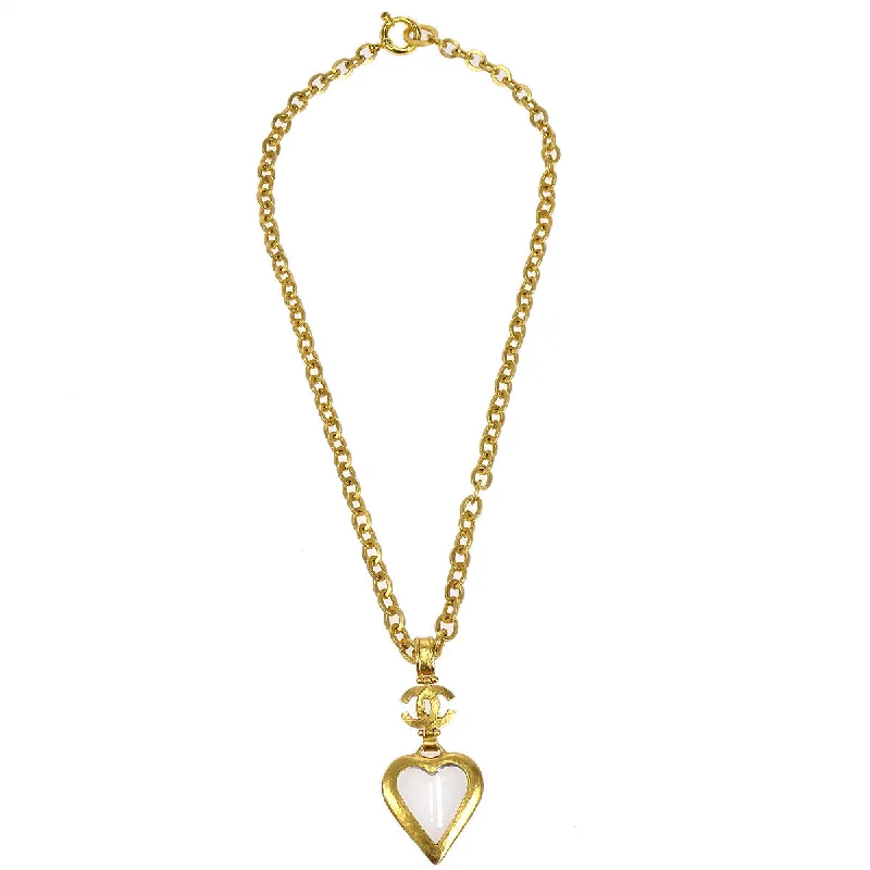 Chanel 1995 Heart Loupe Gold Chain Necklace