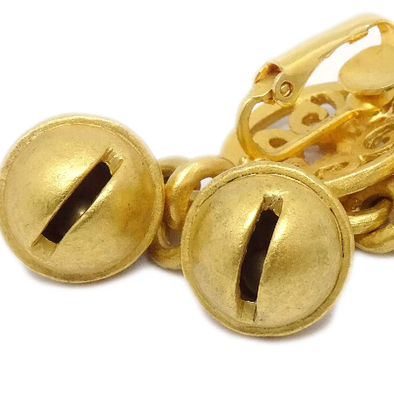 CHANEL 1995 Bell Dangle Earrings Clip-On Gold 39231