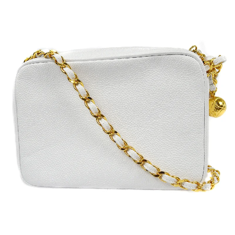 CHANEL 1994-1996 Triple CC Camera Bag Mini White Caviar 87761