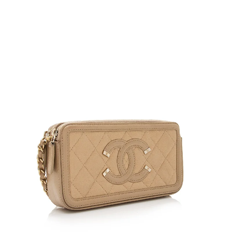 Chanel Grained Calfskin CC Filigree Clutch with Chain (22656)