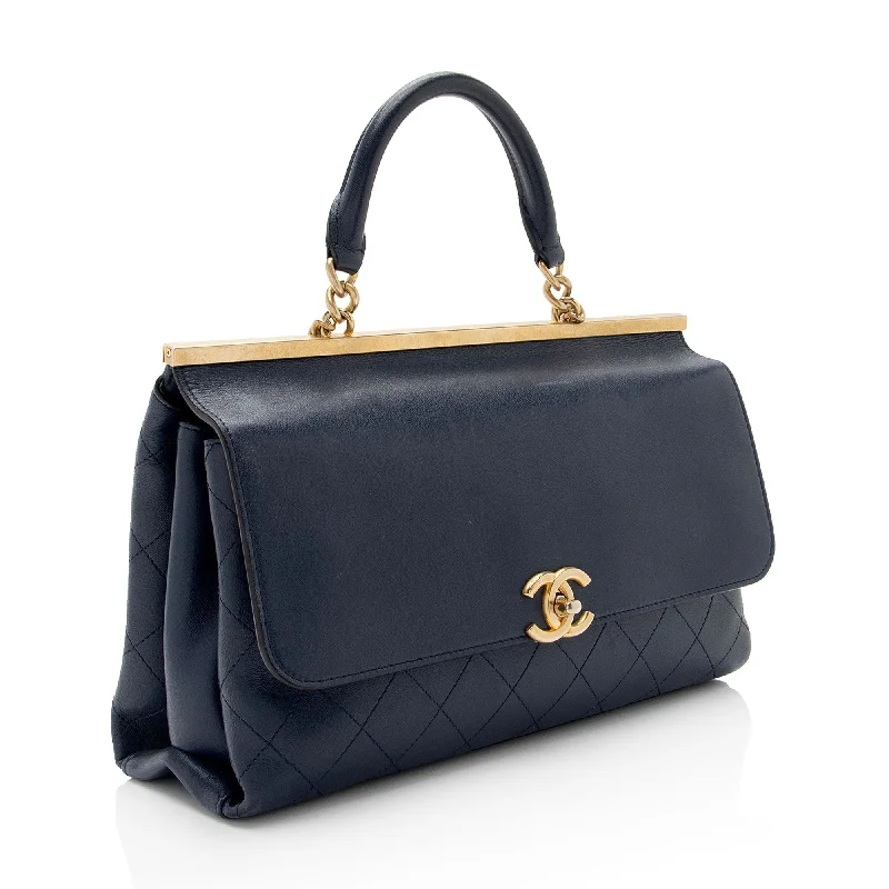 Chanel Lambskin Coco Lux Top Handle Flap Bag (E3U0SX)