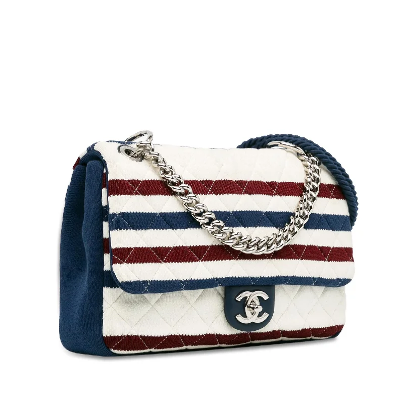 Chanel Jumbo Stripe Jersey Felt and Rope Flap (1O7u9U)