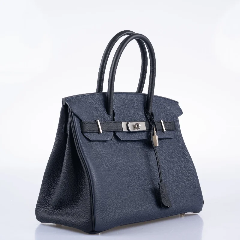 Hermès HSS Birkin 30 Blue Nuit & Black Togo Brushed Palladium Hardware