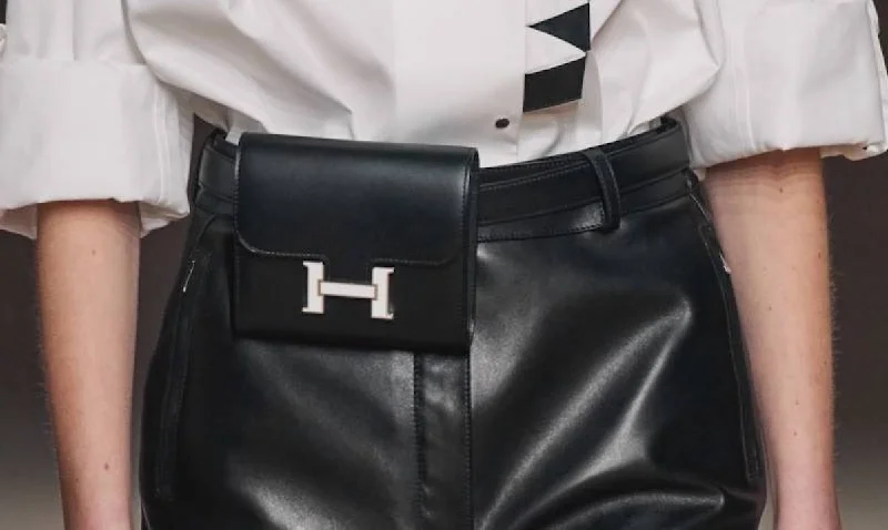 Hermès H Belt Bag Black Swift White Enamel Hardware