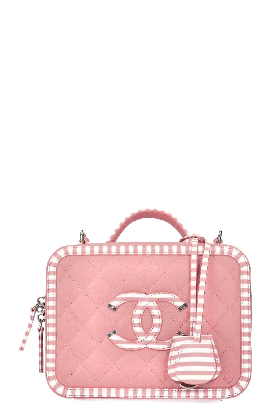 CHANEL 2018 Filigree Vanity Top Handle Bag Pink