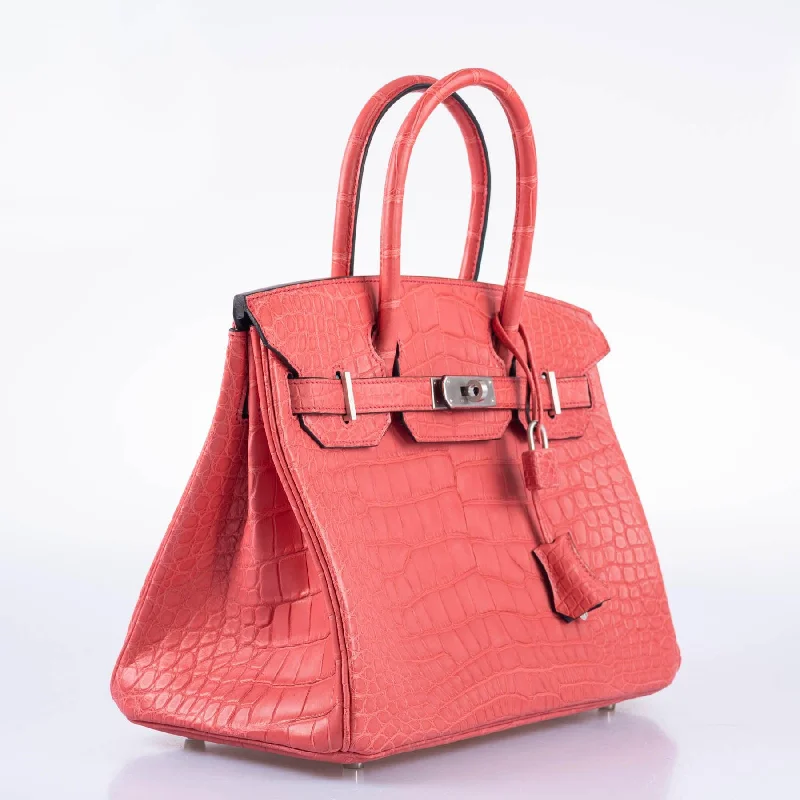 Hermès HSS Birkin 30 Bougenville Matte Alligator & Blue Marine Interior with Brushed Palladium Hardware