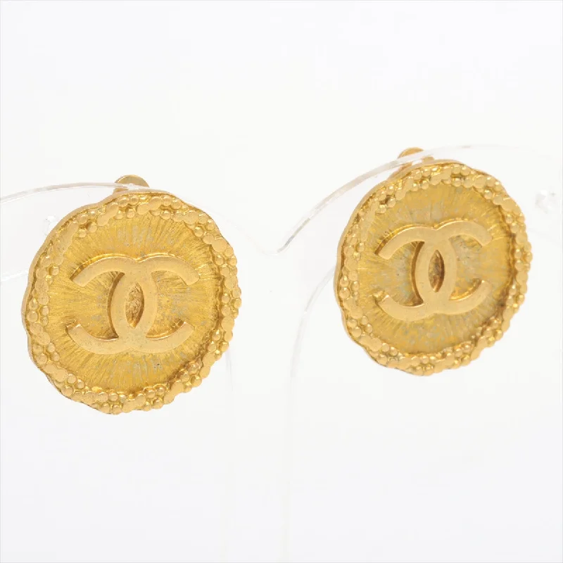 Chanel Coco Logo Gold Clip On Earrings Costume Jewellery