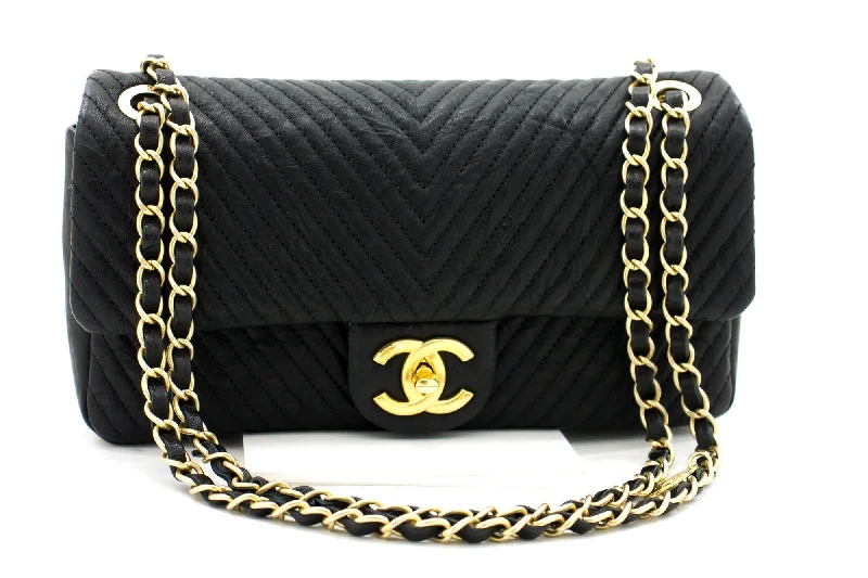 Chanel 2015 Chevron V-Stitch Leather Chain Flap Shoulder Bag i80