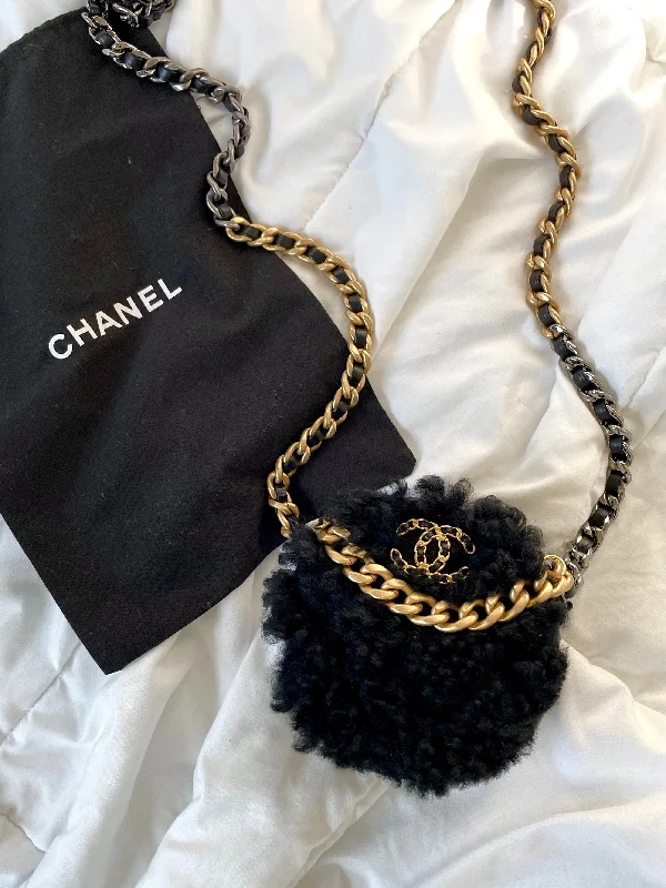 Rare Chanel 2020 Shearling Round Bag