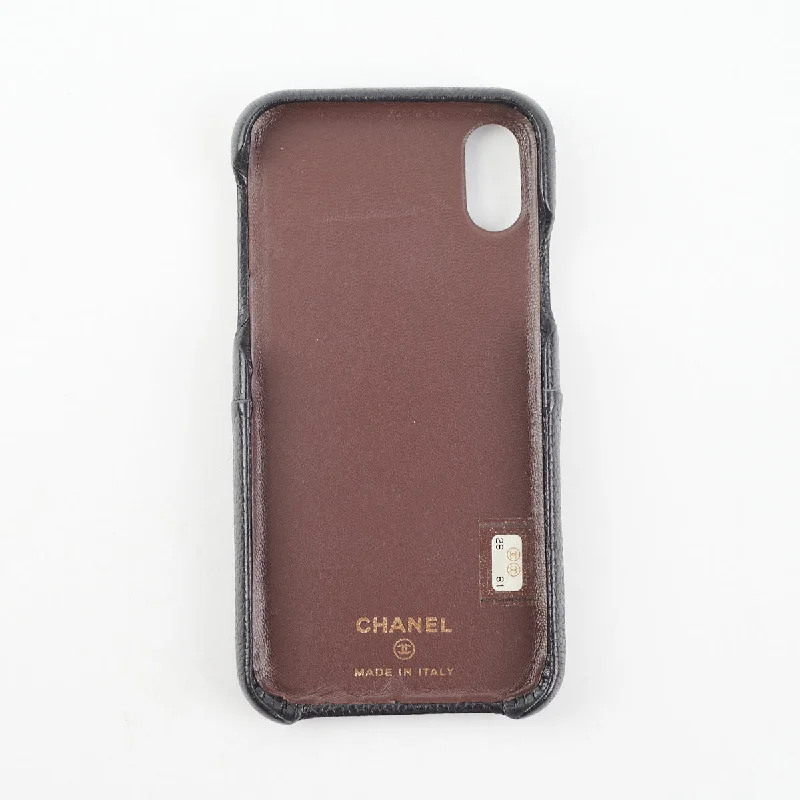 Chanel IPhone X Case Quilted Caviar Black