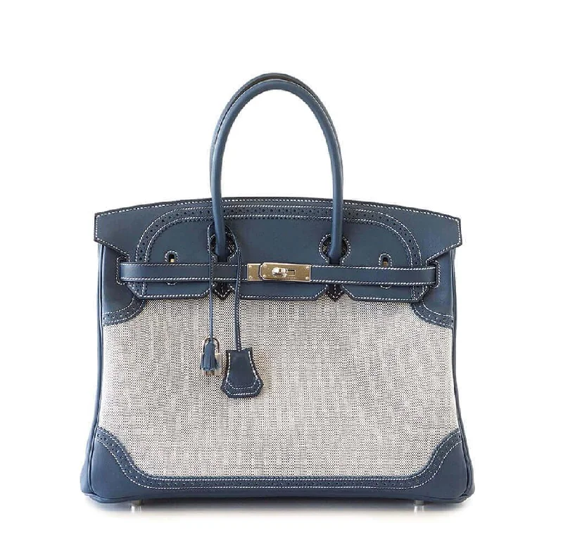 Hermès Ghillies Birkin 35 Blue Bag PHW