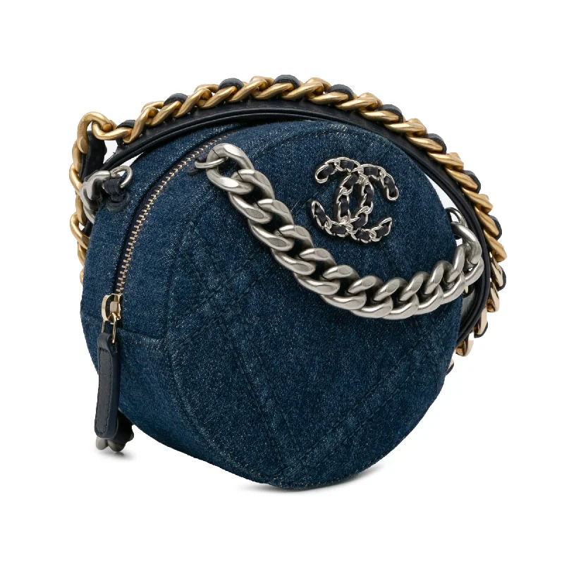 Chanel Denim 19 Round Clutch with Chain (nBErSz)