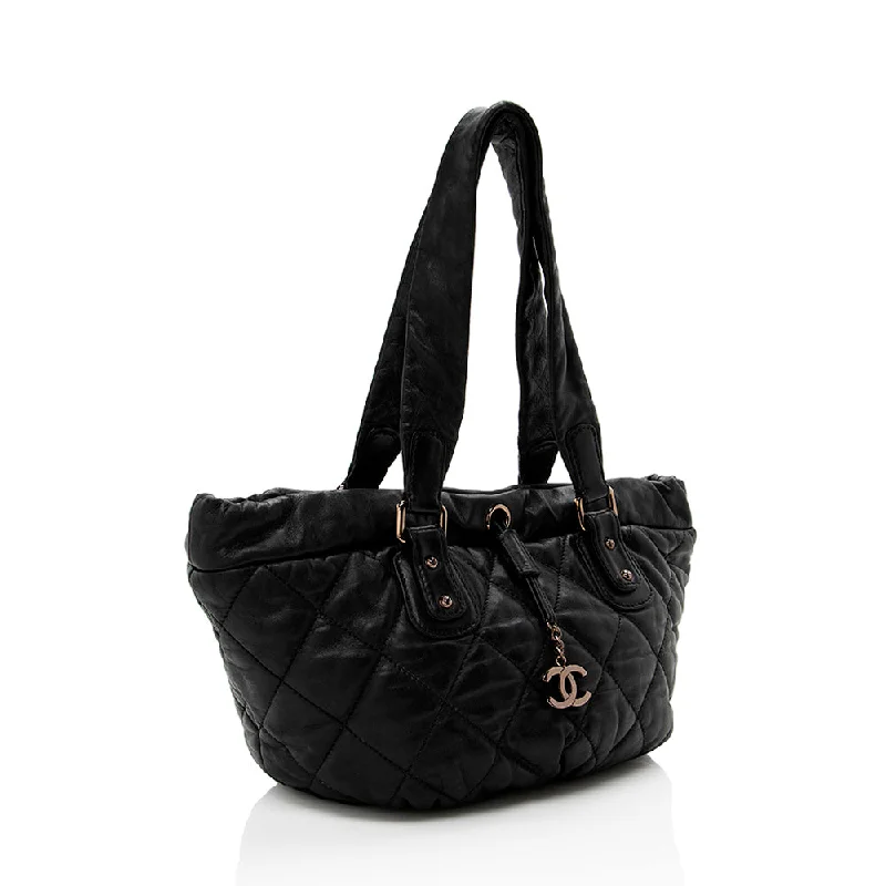 Chanel Lambskin Bubble Quilted Drawstring Shoulder Bag (15889)