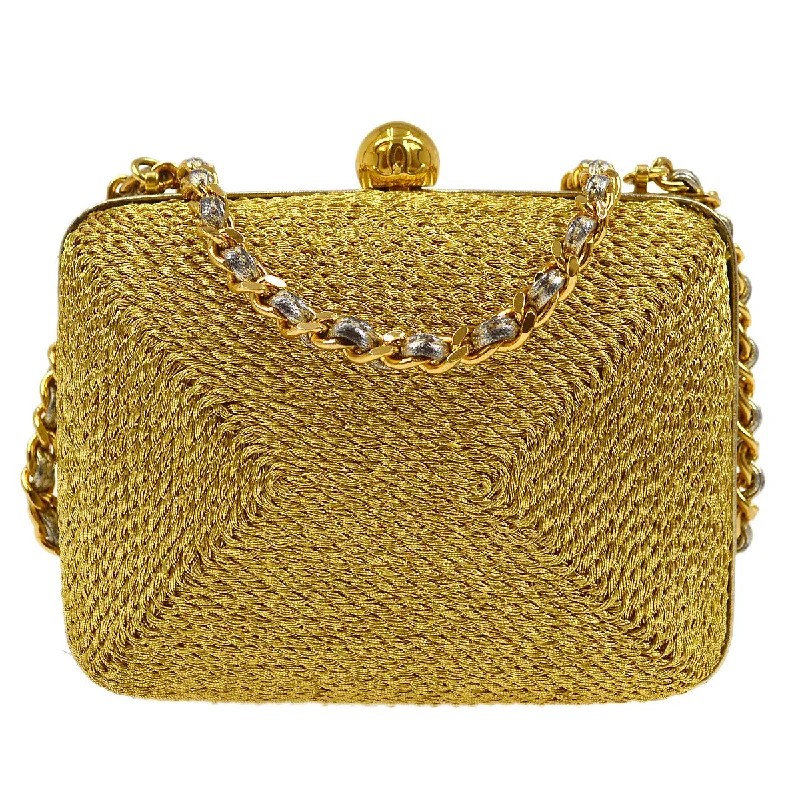 Chanel 1998 Woven Evening Bag Gold