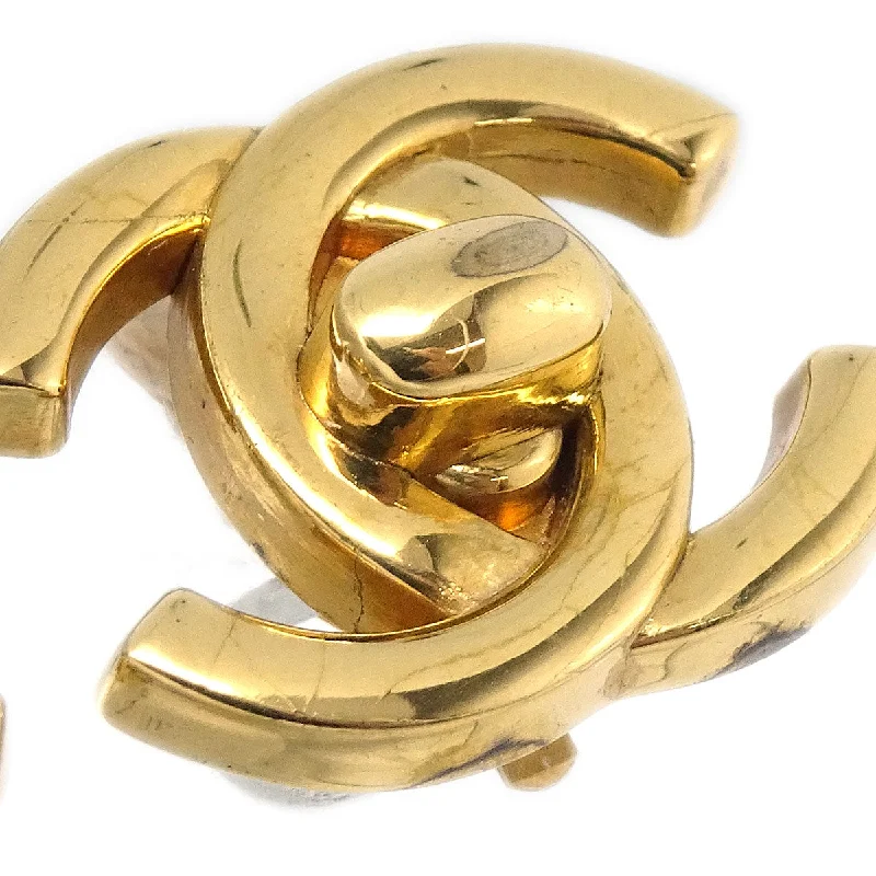 CHANEL 1996 Turnlock Earrings Clip-On Gold Small 96P 58284