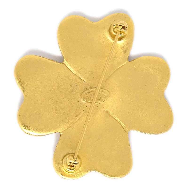 CHANEL 1995 Clover Brooch Pin Gold 85060