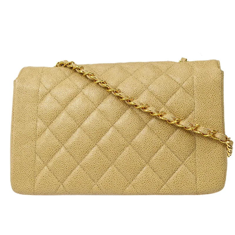 CHANEL 1994-1996 Diana Flap Medium Beige Caviar 77028