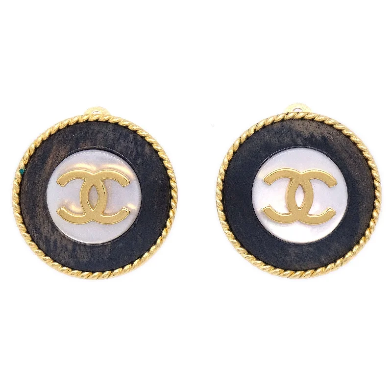 Chanel 1995 Mother-of-pearl Rope Edge Earrings Clip-On