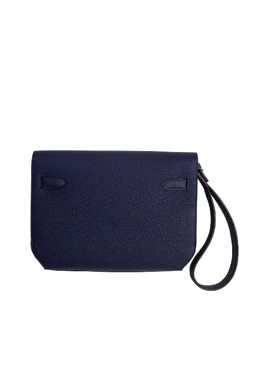 hermes  Pochette Kelly Depeches Bleu saphir Togo PHW