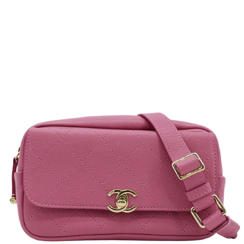 CHANEL Casual Trip Leather Waist Bag Pink