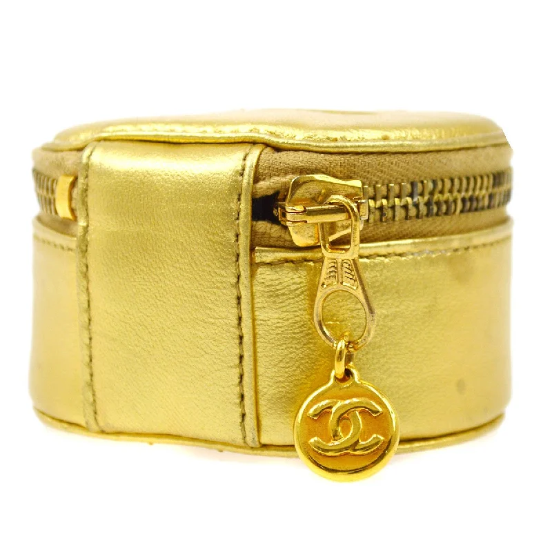 CHANEL 1994-1996 Timeless Jewelry Case Gold Lambskin 05991