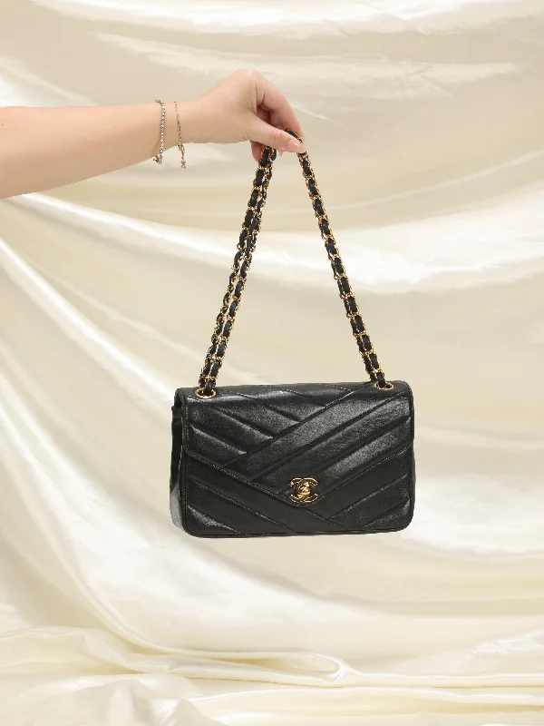 Rare Chanel Lambskin Chevron Half Flap