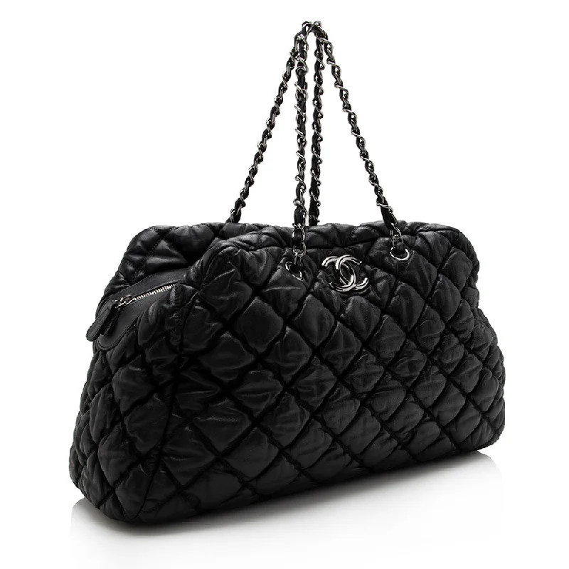 Chanel Lambskin Bubble Quilt Bowler Satchel (15686)