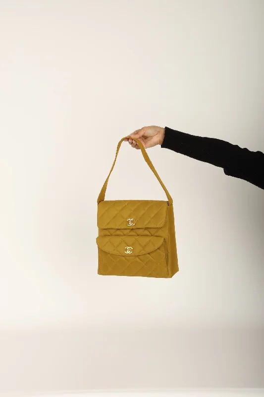 Ultra-Rare 1996 Chanel Chartreuse Double Turnlock Bag