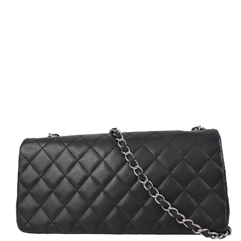 Chanel 2005-2006 Black Lambskin East West Shoulder Bag