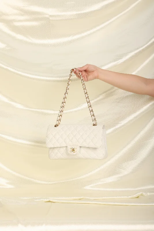 Rare Chanel 2009 Caviar White Medium Double Flap