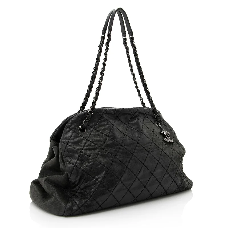 Chanel Distressed Calfskin Just Mademoiselle XL Bowler Bag (22552)