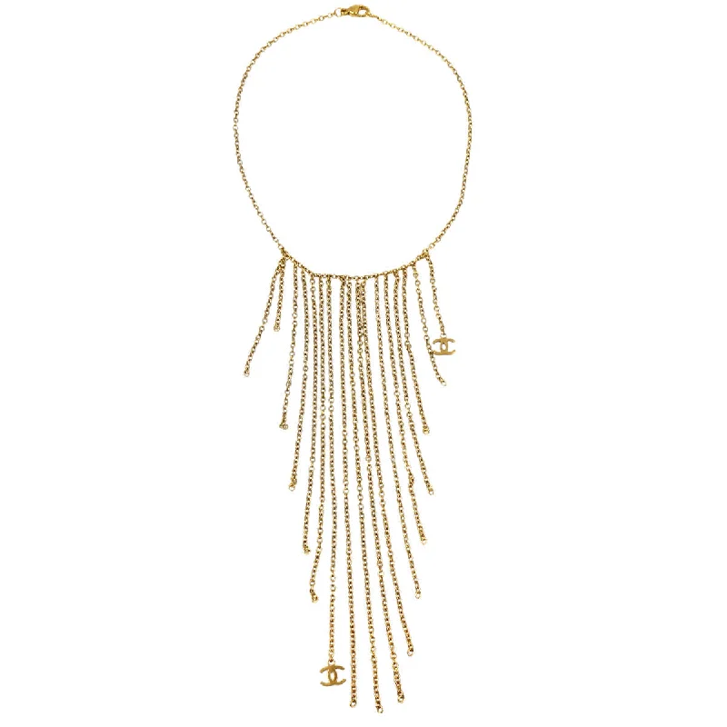 Chanel 2002 Fringe Logo Droplet Necklace