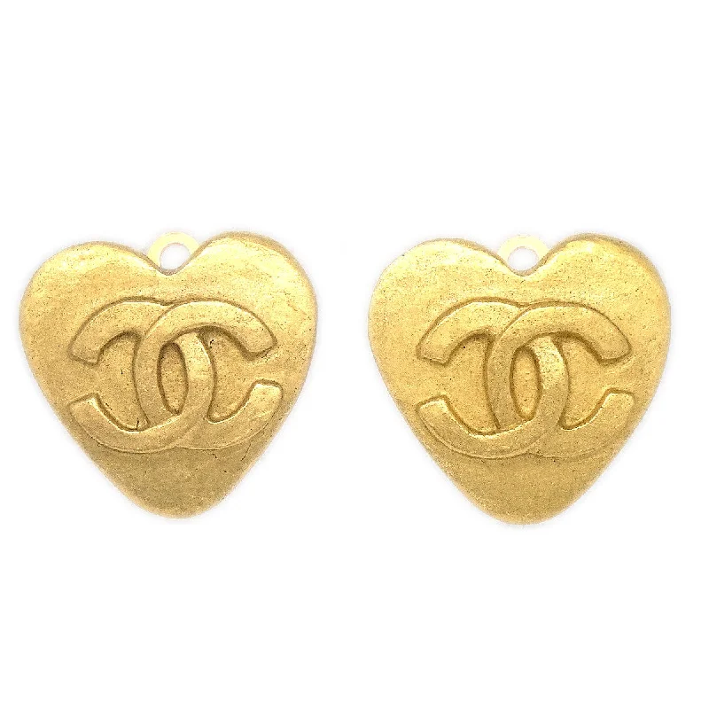 Chanel 1995 Heart Earrings Gold Small