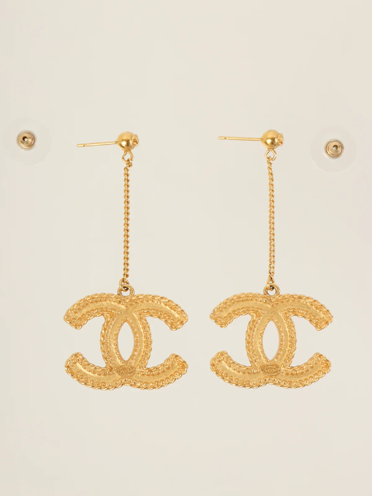 CHANEL 2013 Made Cc Mark Swing Pierced Earrings Gold