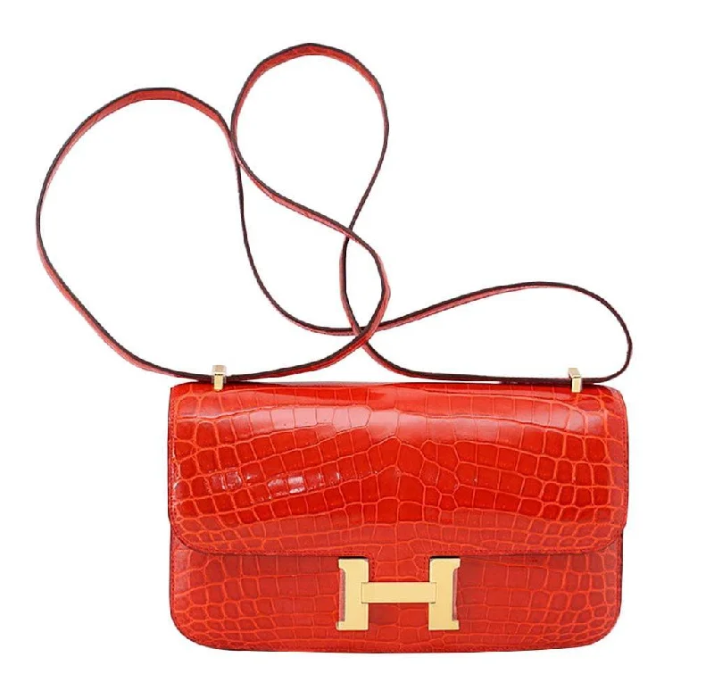 Hermès Constance Elan Geranium Niloticus Crocodile Bag