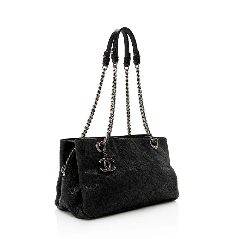 Chanel Grained Calfskin Chain Pocket Small Tote (16254)