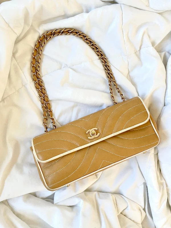 Rare Chanel Lambskin Quilted East West Flap Bag