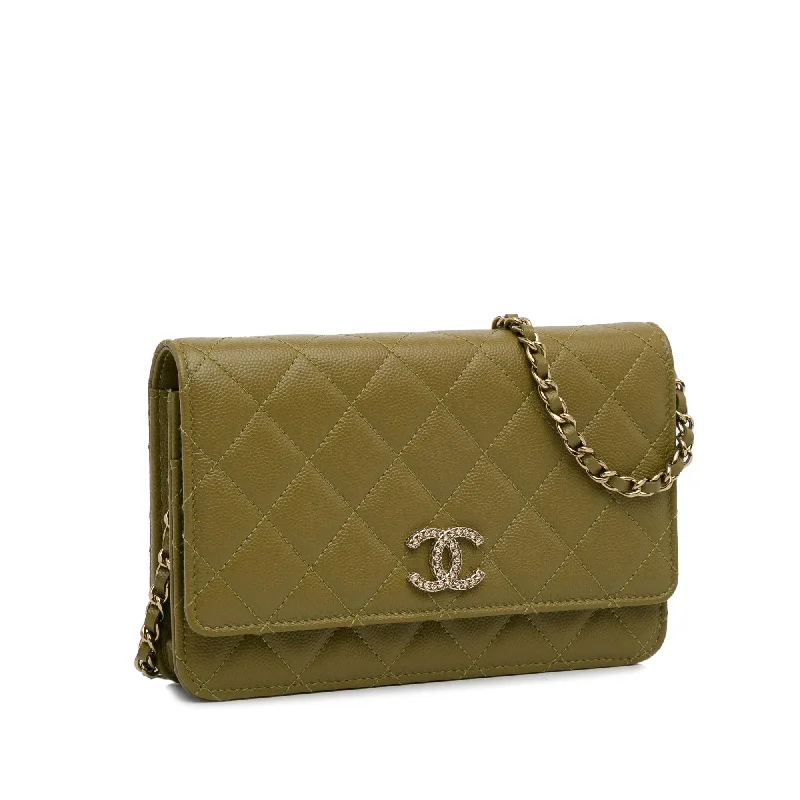 Chanel Classic Caviar Crystal Wallet on Chain (10U9T9)