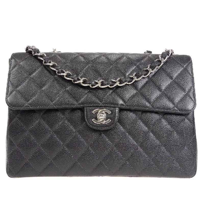 Chanel 2000-2001 Classic Flap Jumbo SHW Black Caviar