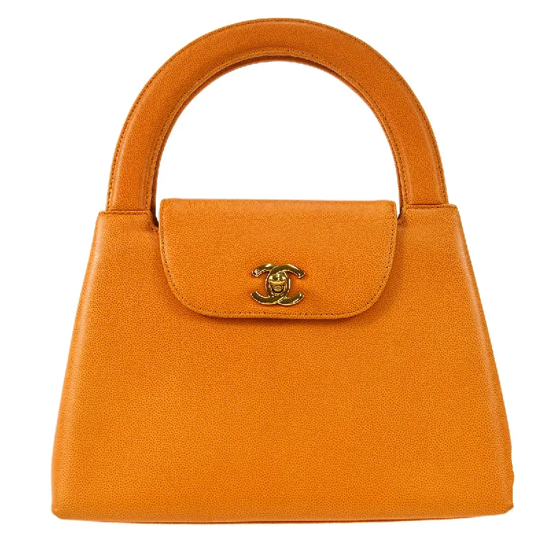 Chanel 1997-1999 Orange Caviar Medium Shopping Handbag