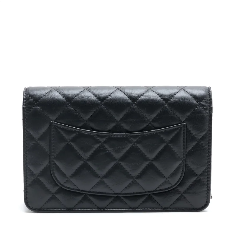 Chanel 2.55 Vintage  Chain Wallet Black Black G