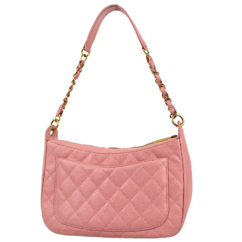 Chanel 2003-2004 Pink Caviar Hobo Shoulder Bag