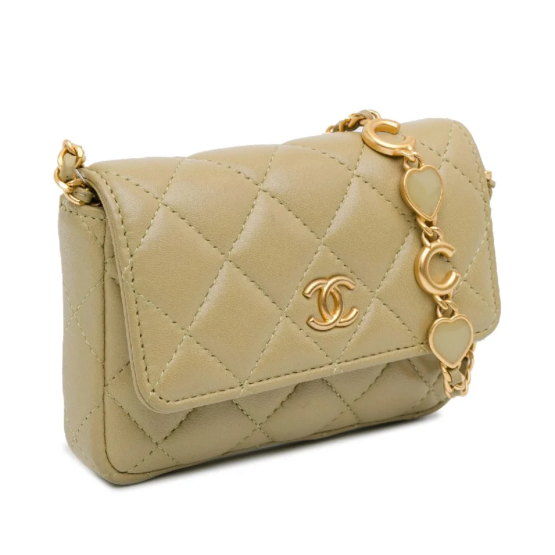 Chanel Lambskin Enamel Coco Hearts Clutch with Chain (eIwWFs)