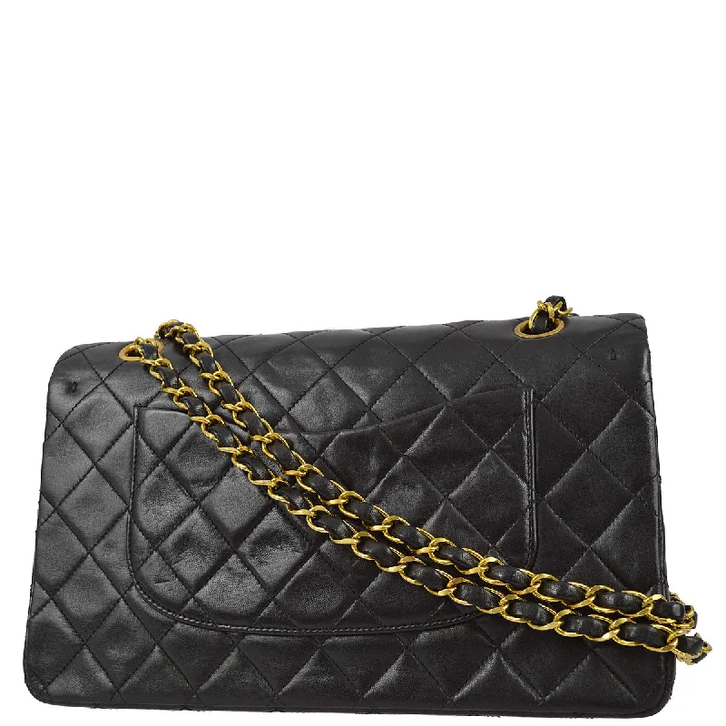 Chanel 1994-1996 Black Lambskin Medium Classic Double Flap Bag