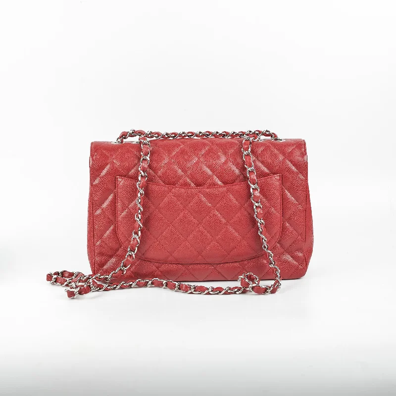 Chanel Classic Jumbo Single Flap Caviar Red - Series 12